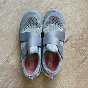 Tiem Slipstream Indoor Cycling Shoes w SPD Cleats, silver, Sz 9